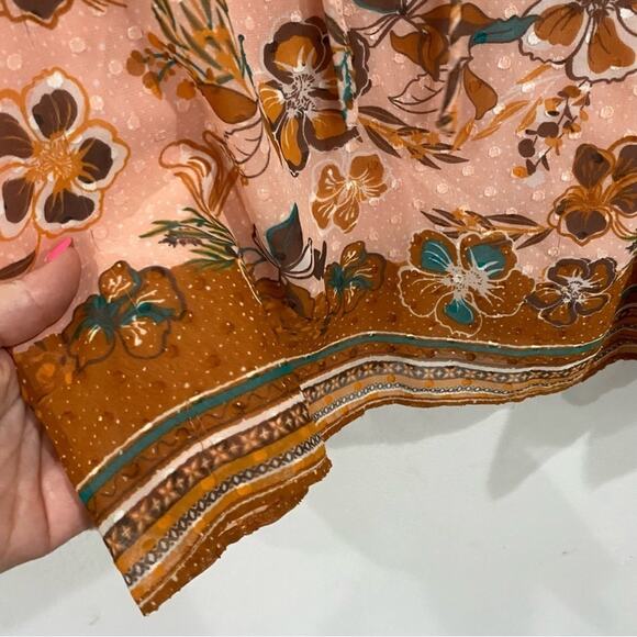 Joie Boho Floral Ruffle V-Neck Peasant Sleeve Chiffon Blouse Top Sz S - Picture 8 of 12